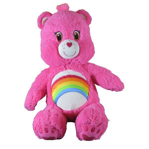 Build A Bear BAB Care Bears Cheer Hot Pink Plush Rainbow Stuffed Animal 17"